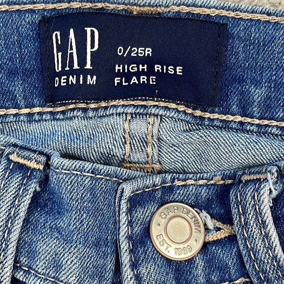 Gap High Rise Flare Jeans Light Katie Wash Sz 0 25 - Picture 4 of 10